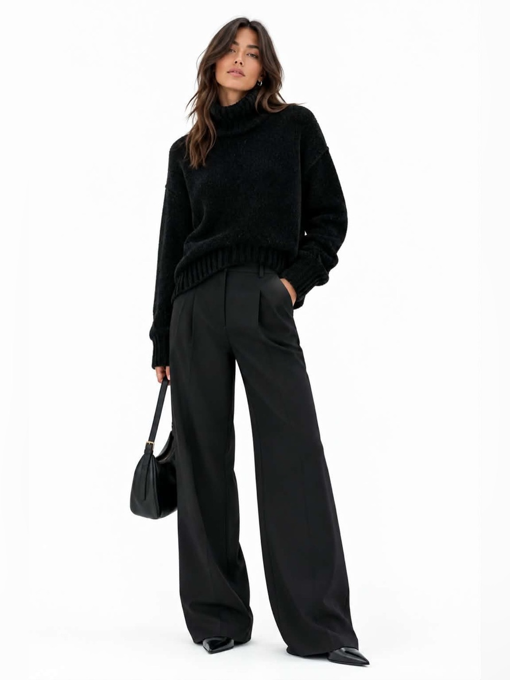 Chelsea & Theodore Black Chenille Velvet Turtleneck Sweater – Size Medium EUC